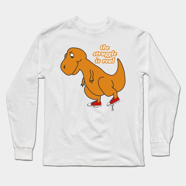 Retro T-Rex Struggle Vintage 90s Aesthetic dinosaur Long Sleeve T-Shirt by faiiryliite